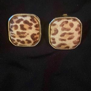Vintage leopard clip on earrings